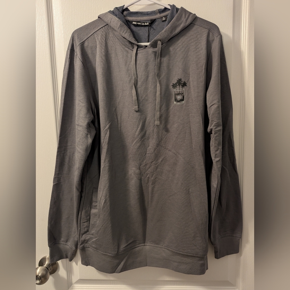 Travis Mathew Men's M Gray Long Sleeve Tee Shirt Pullover Hoodie Lightweight NWT